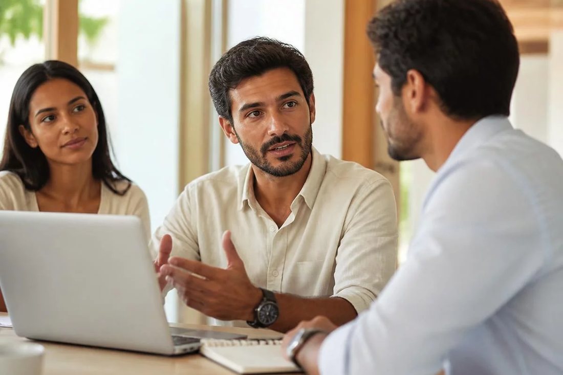 Participante falando em pé enquanto o restante da turma acompanha sentado